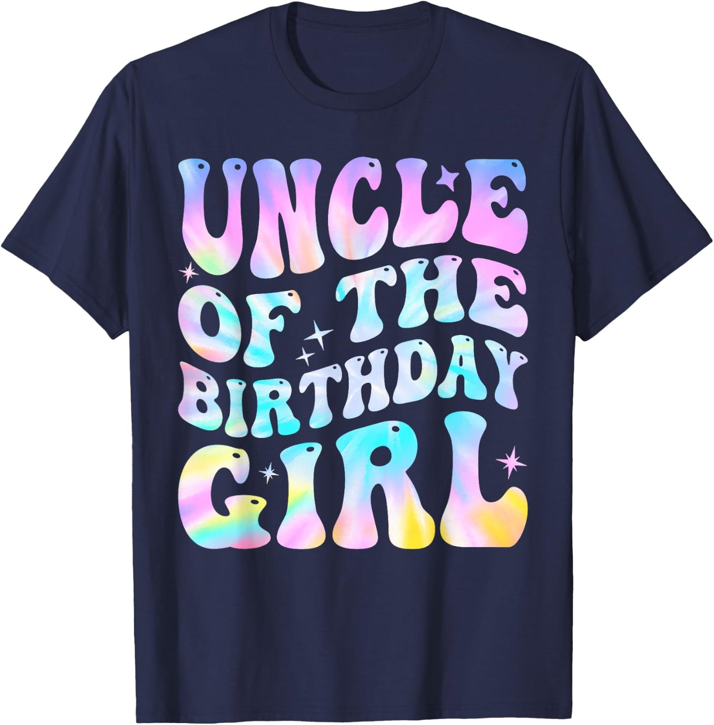 Uncle Of The Birthday Girl Daughter Groovy Dad Retro Theme T-Shirt - T-Shirt | Navy