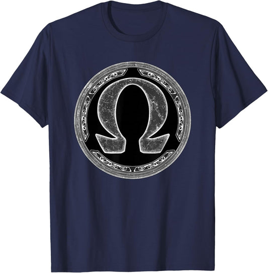 Greek Alphabet Omega Symbol T-Shirt - T-Shirt | Navy