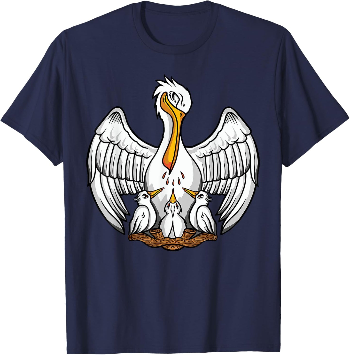 Pelican in Her Piety Catholic Symbols Traditional Latin Mass T-Shirt - T-Shirt | Navy