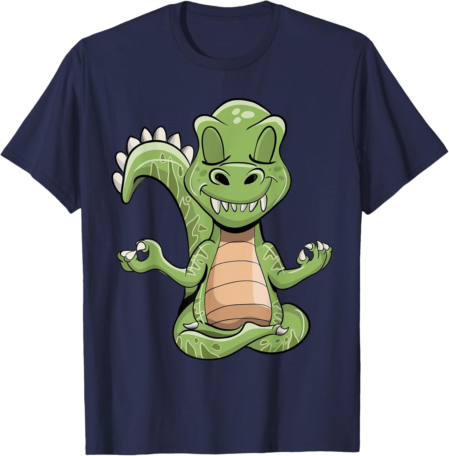 Dino Yoga Dinosaur Dragon Meditating T-Rex Yogasaurus Zen T-Shirt - T-Shirt | Navy