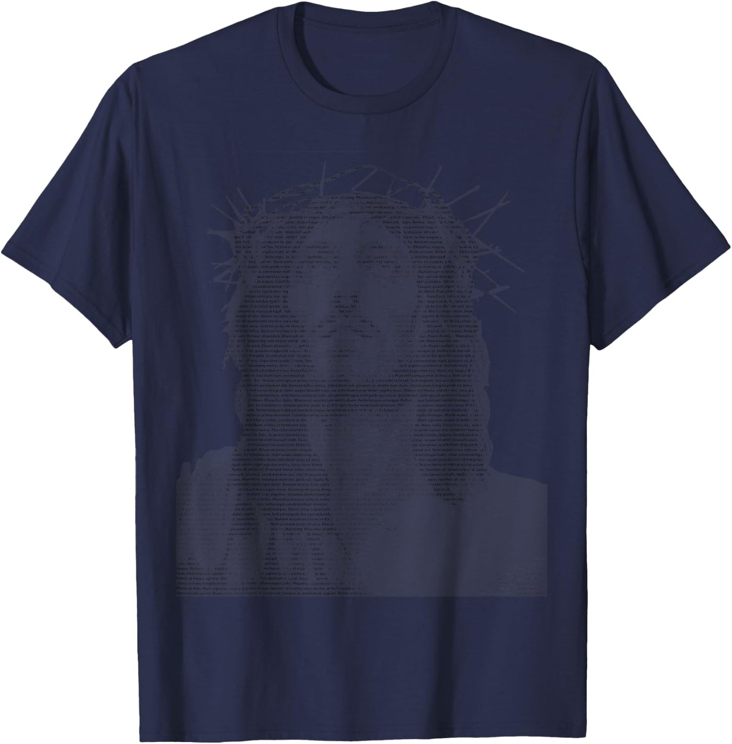 Jesus Christ Face Text Art T-Shirt - T-Shirt | Navy