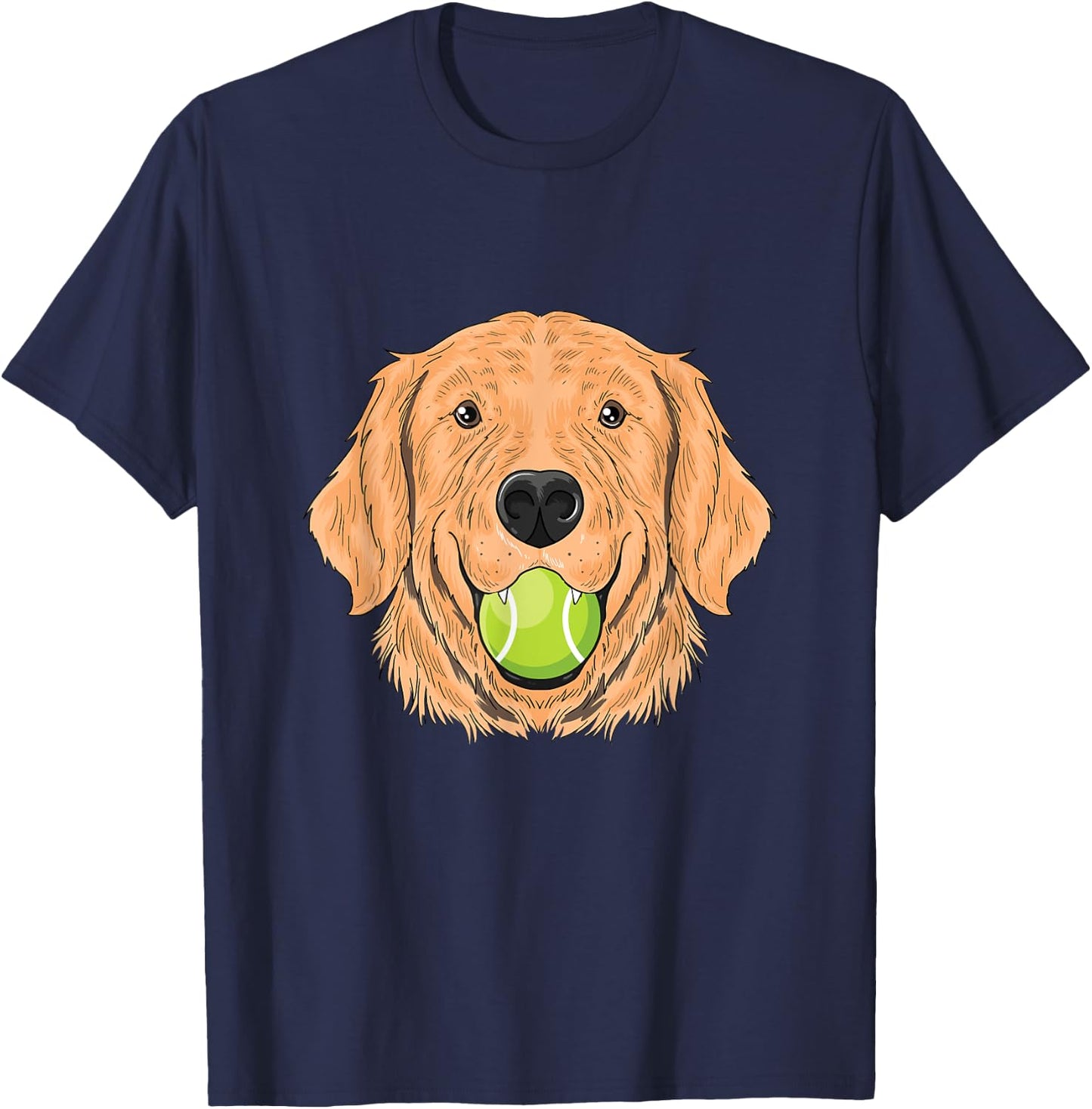 Dog Tennis Ball Golden Retriever Court Racket Trainer Gift T-Shirt - T-Shirt | Navy