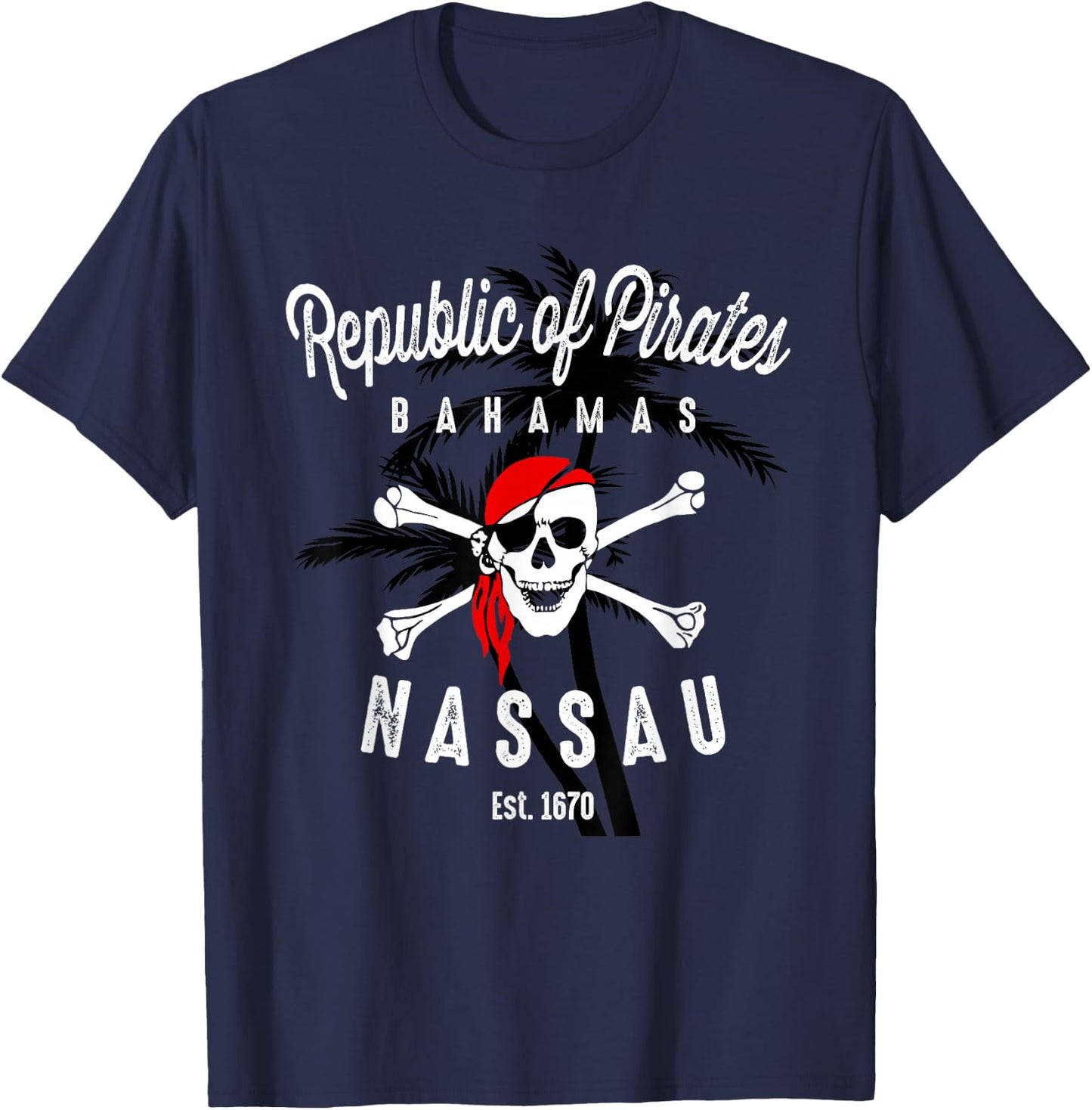 Republic of Pirates Nassau Bahamas Vintage Summer T-Shirt - T-Shirt | Navy