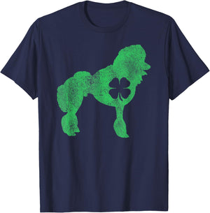 Poodle Dog Irish Shamrock St. Patrick's Day Saint Paddy's Women Kids T-Shirt - T-Shirt | Navy