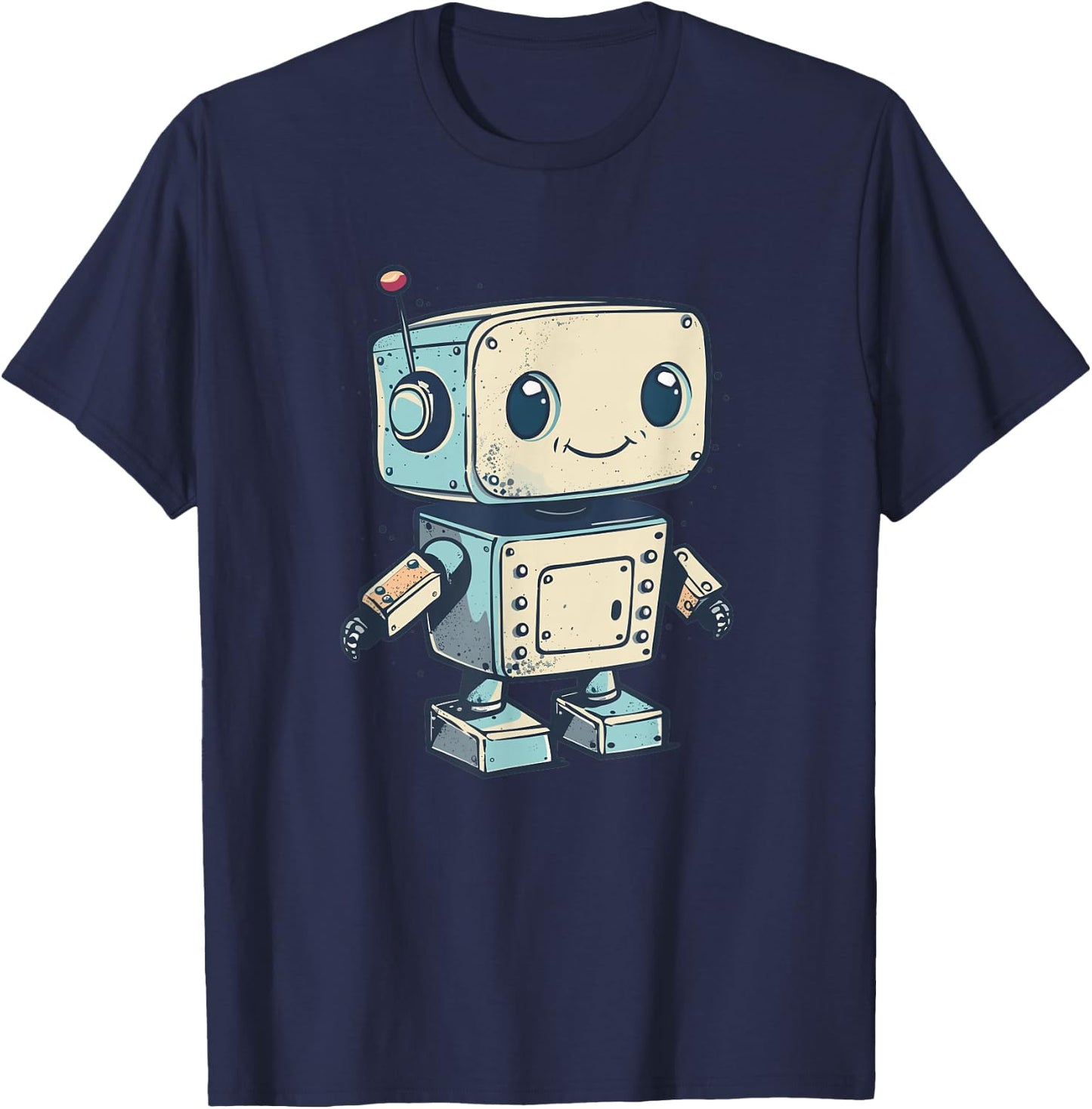 Cute little Robot, Vintage Kids Robot T-Shirt - T-Shirt | Navy