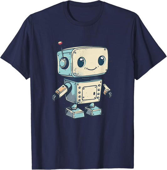 Cute little Robot, Vintage Kids Robot T-Shirt - T-Shirt | Navy