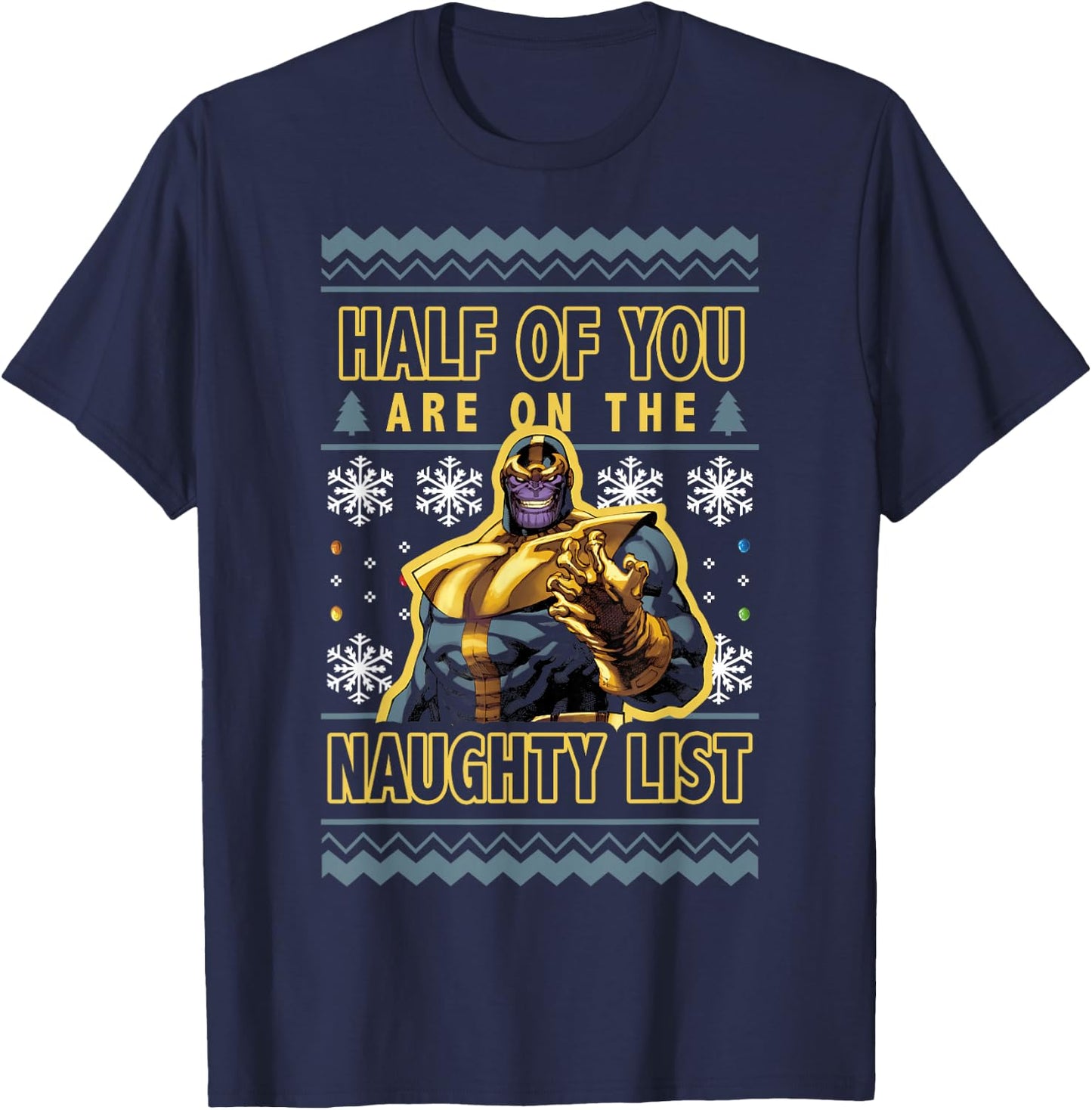 Marvel Christmas Thanos Ugly Sweater T-Shirt - T-Shirt | Navy