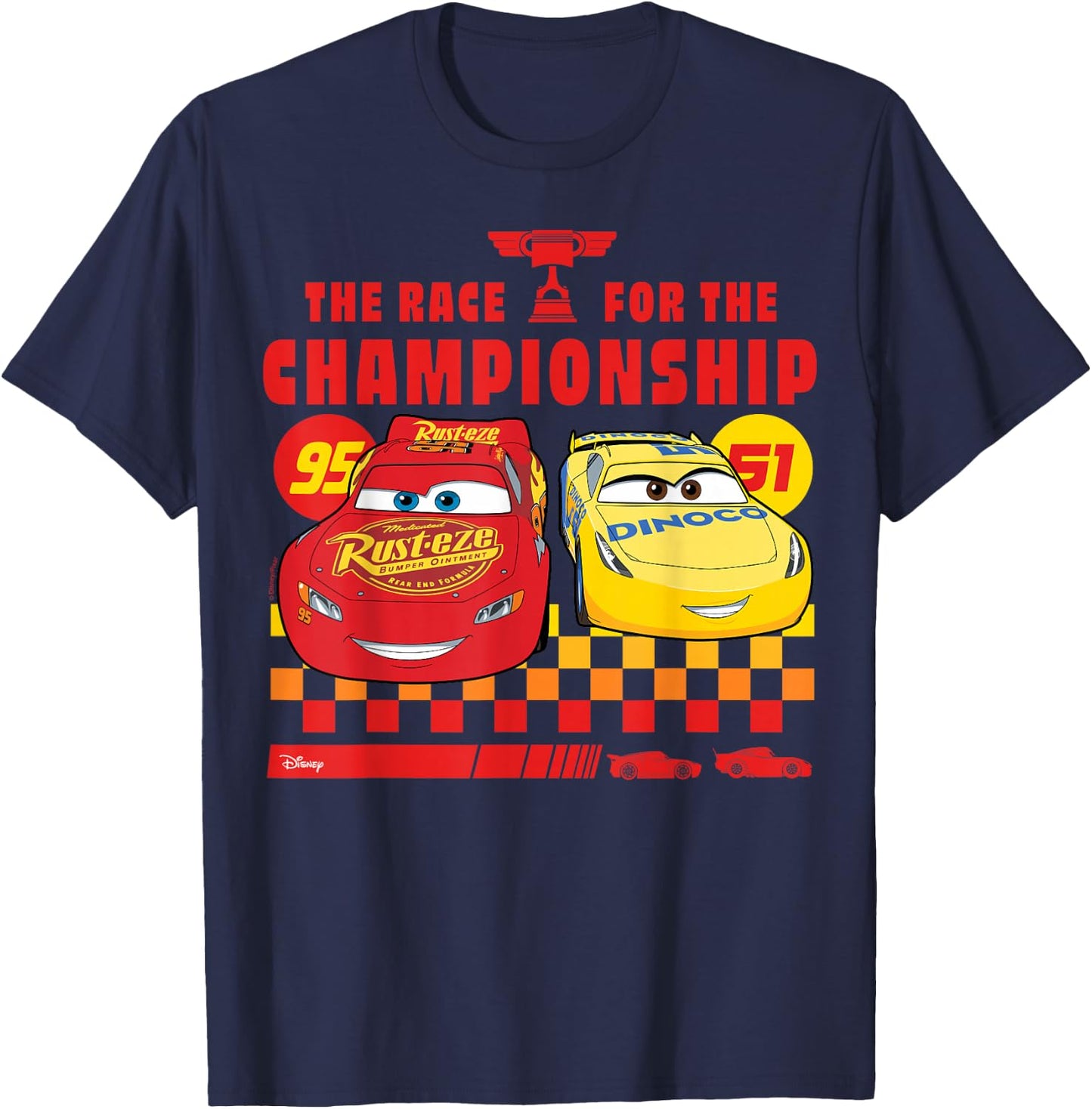 Disney Pixar Cars - Lightning And Cruz Race For Championship T-Shirt - T-Shirt | Navy