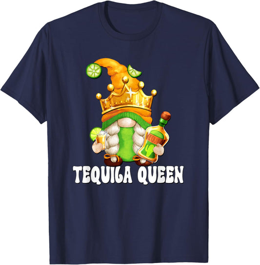 Funny Drinking Gnome For Mama Needs Tequila Queen T-Shirt - T-Shirt | Navy