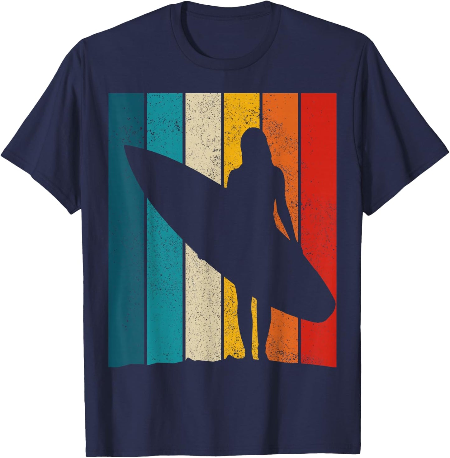 Surfer Girl Vintage Surf Beach Surfing Surfing Surfing Gift T-Shirt - T-Shirt | Navy