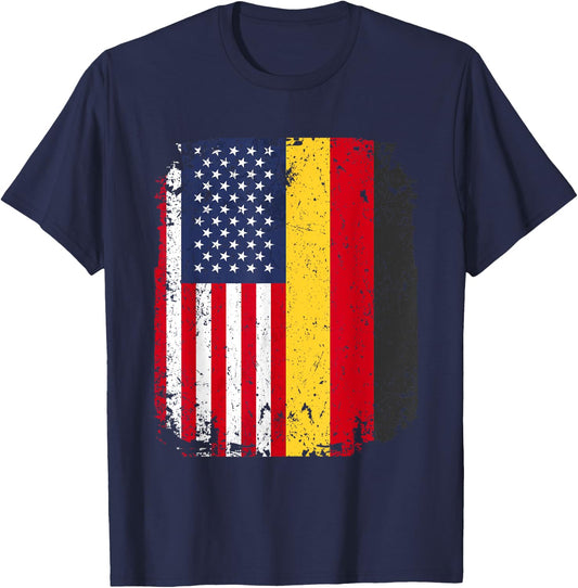 USA American Germany Flag German Dual Citizenship Gift T-Shirt - T-Shirt | Navy