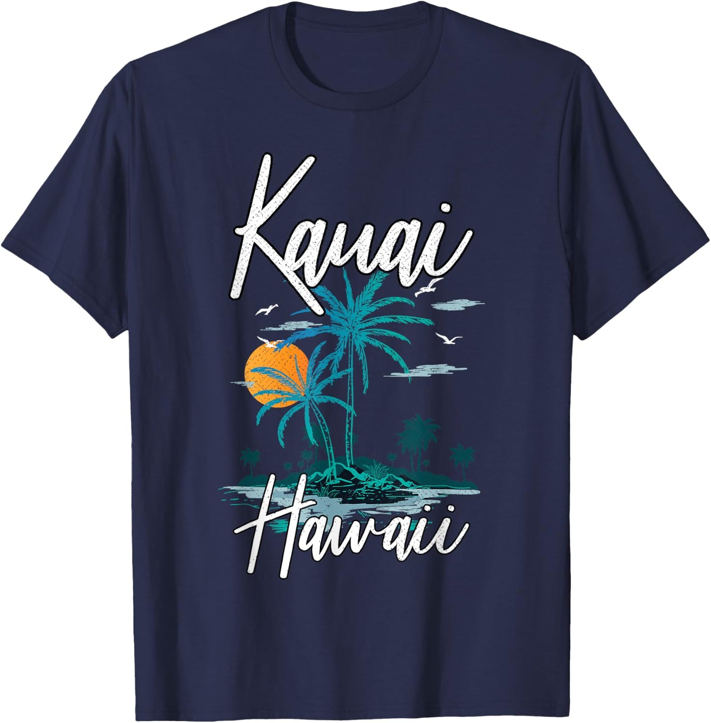 Family Vacation Retro Sunset Hawaii Kauai T-Shirt - T-Shirt | Navy
