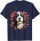 Bernedoodle Dog Breed Pet Cute Graphic with Hearts T-Shirt - T-Shirt | Navy