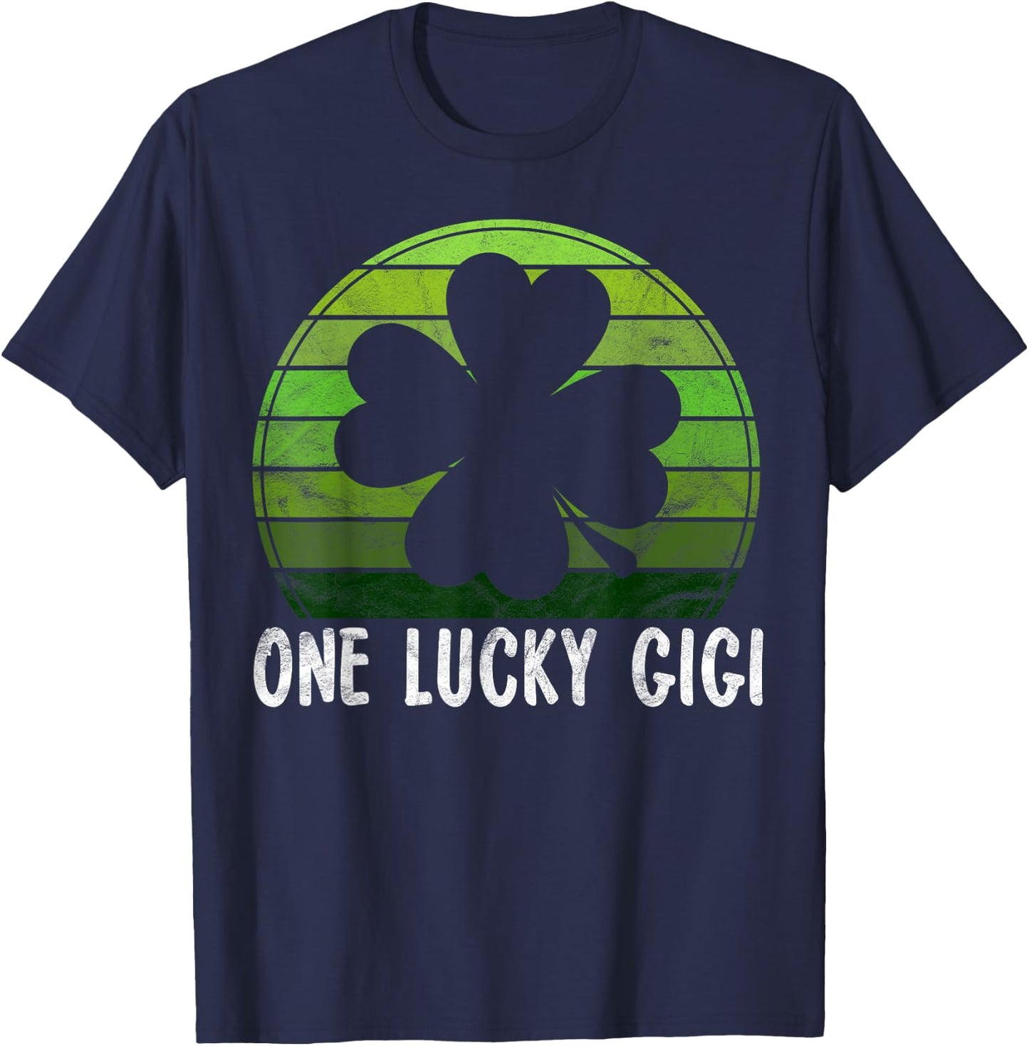 One Lucky Gigi Gift Shamrock Sunset Irish St Patricks Day T-Shirt - T-Shirt | Navy