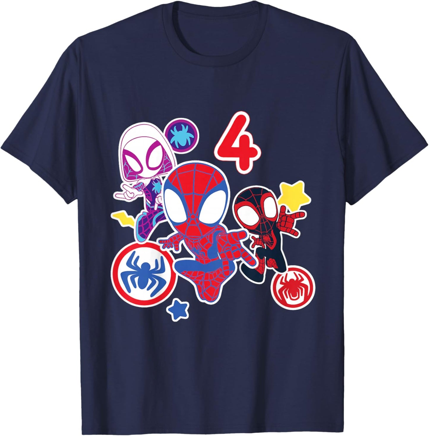 Marvel Spidey and His Amazing Friends 4 Year Old Birthday T-Shirt - T-Shirt | Navy