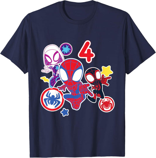 Marvel Spidey and His Amazing Friends 4 Year Old Birthday T-Shirt - T-Shirt | Navy