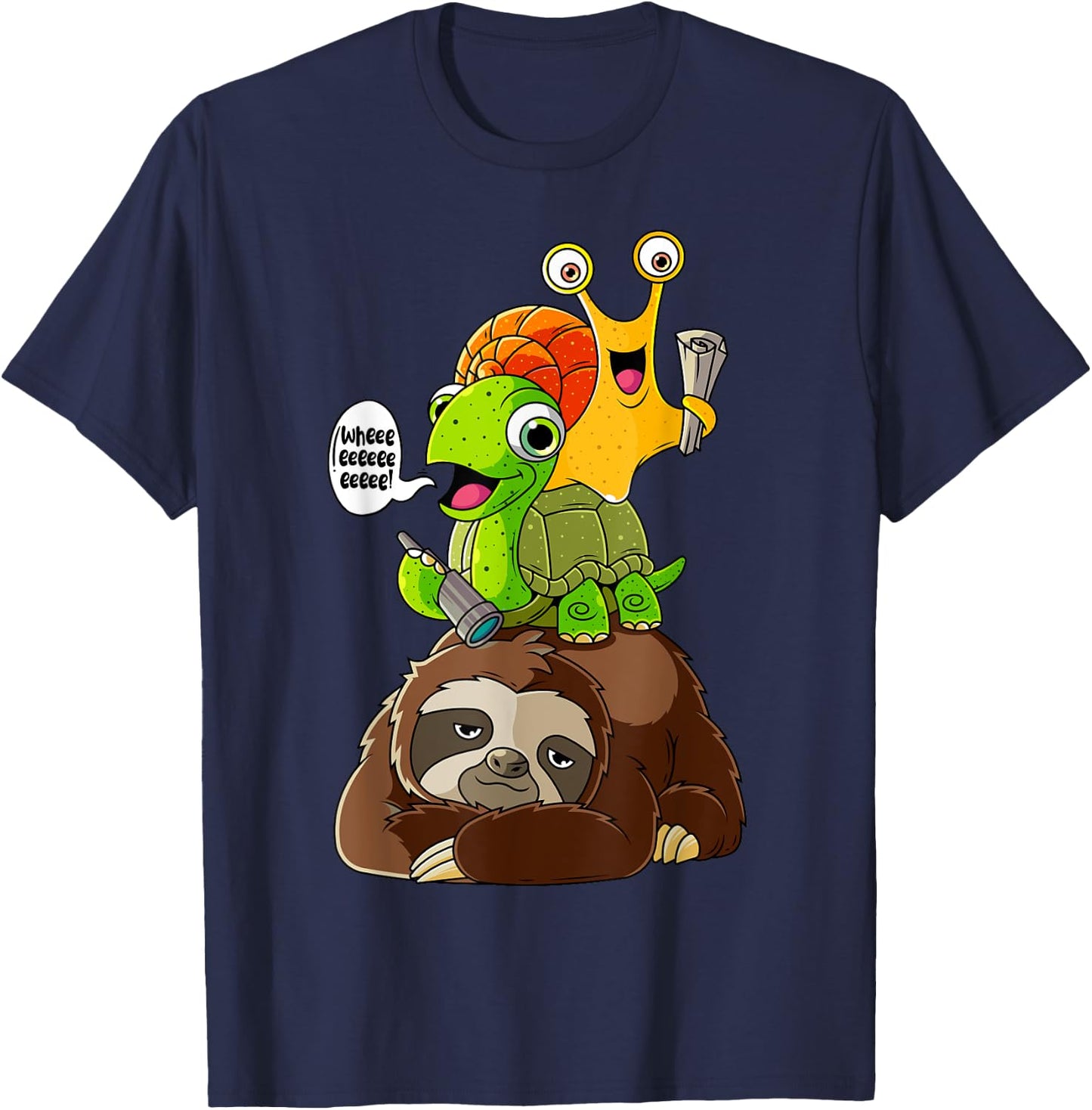 Sloth Turtle Snail Shirt Funny Animal Lover Gifts For Kids T-Shirt - T-Shirt | Navy