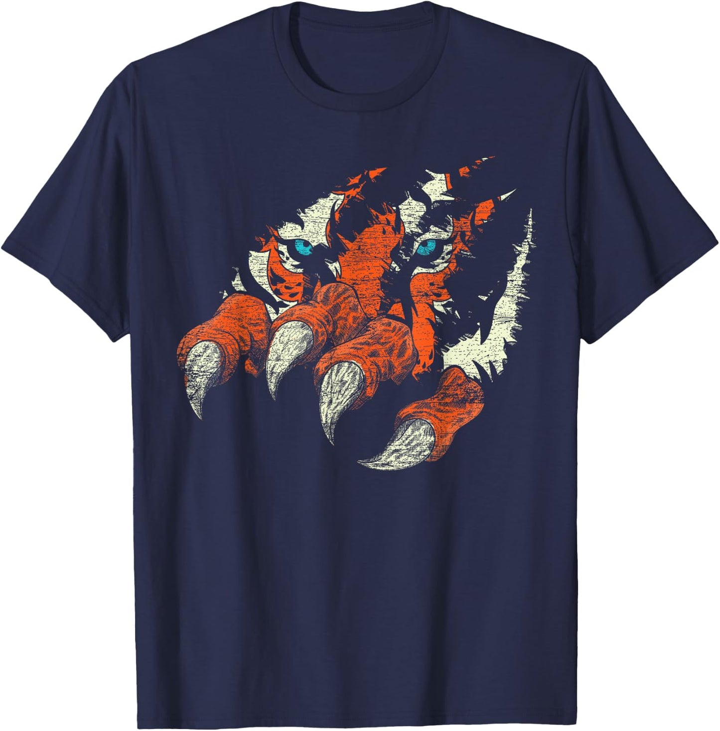 Wild Cat Claws Asian Predator Animal Eyes Wildlife Tiger T-Shirt - T-Shirt | Navy