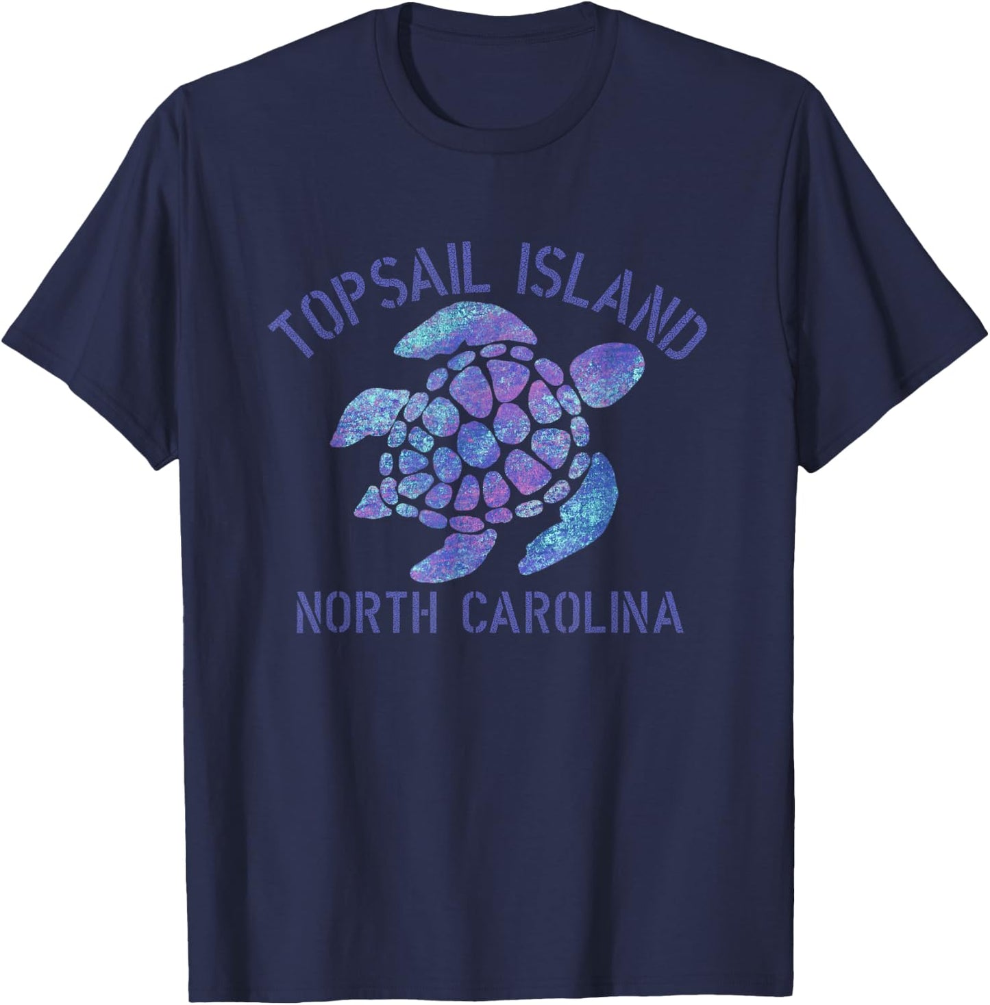 Topsail Island, NC Beach Design / Tribal Turtle Gift T-Shirt - T-Shirt | Navy