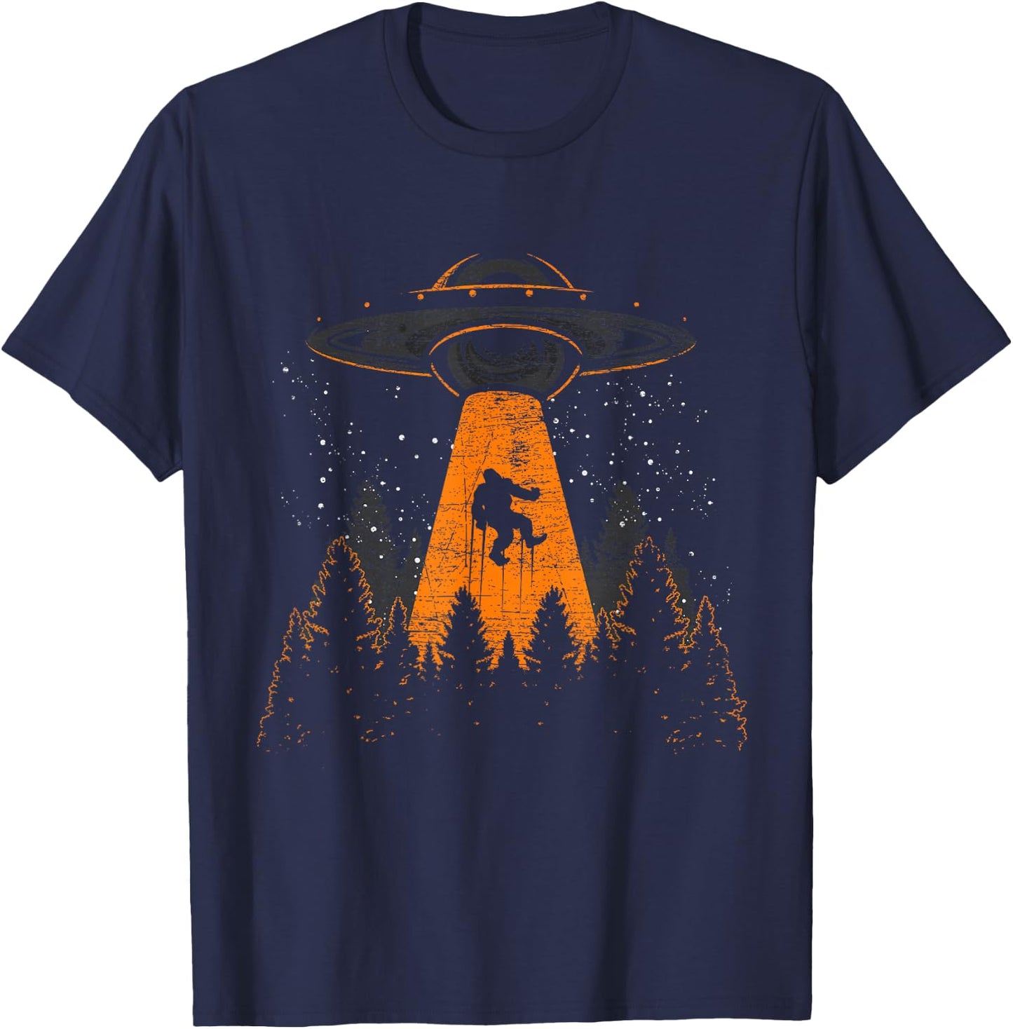 Bigfoot Sasquatch UFO Alien Abduction Yeti Cryptid Bigfoot T-Shirt - T-Shirt | Navy