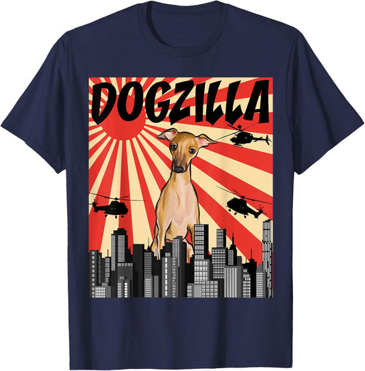 Funny Retro Japanese Dogzilla Italian Greyhound T-Shirt - T-Shirt | Navy