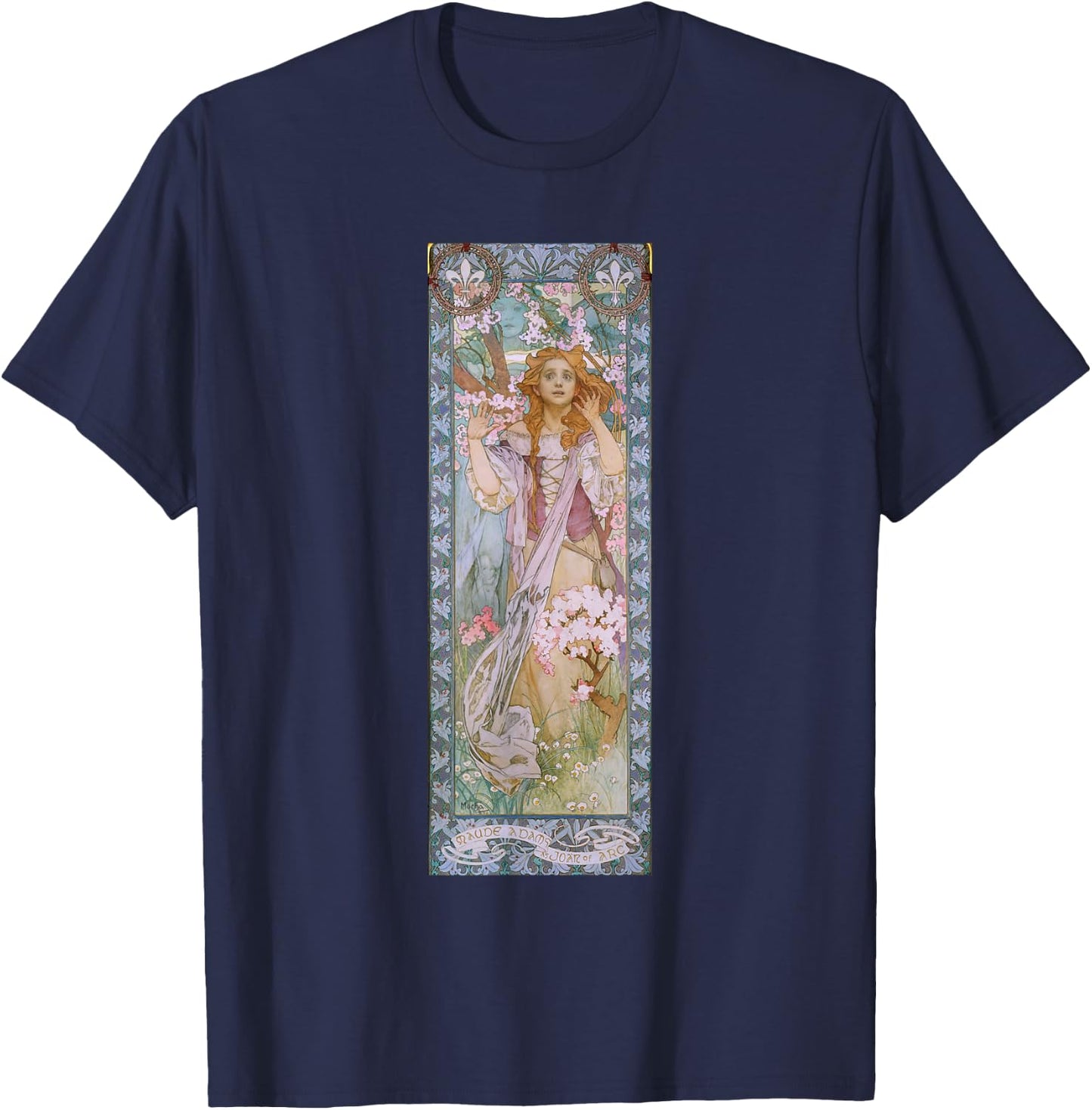 Jeanne d'Arc by Mucha | Art Nouveau Famous Artworks T-Shirt - T-Shirt | Navy