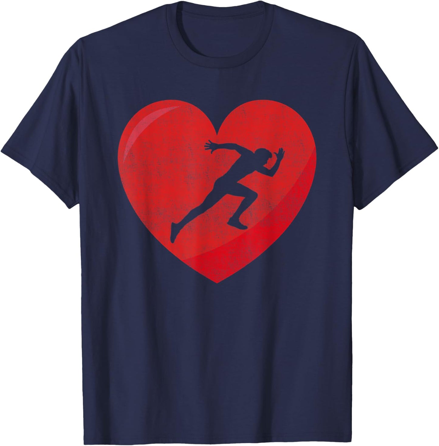 Heart Lover Running Gift Valentines Day Women T-Shirt - T-Shirt | Navy