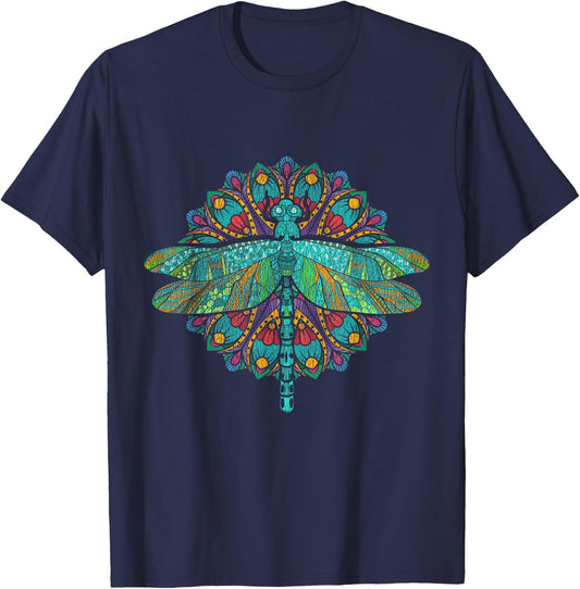 Wildlife Insect Animal Lover Hippie Gift Nature Dragonfly T-Shirt - T-Shirt | Navy