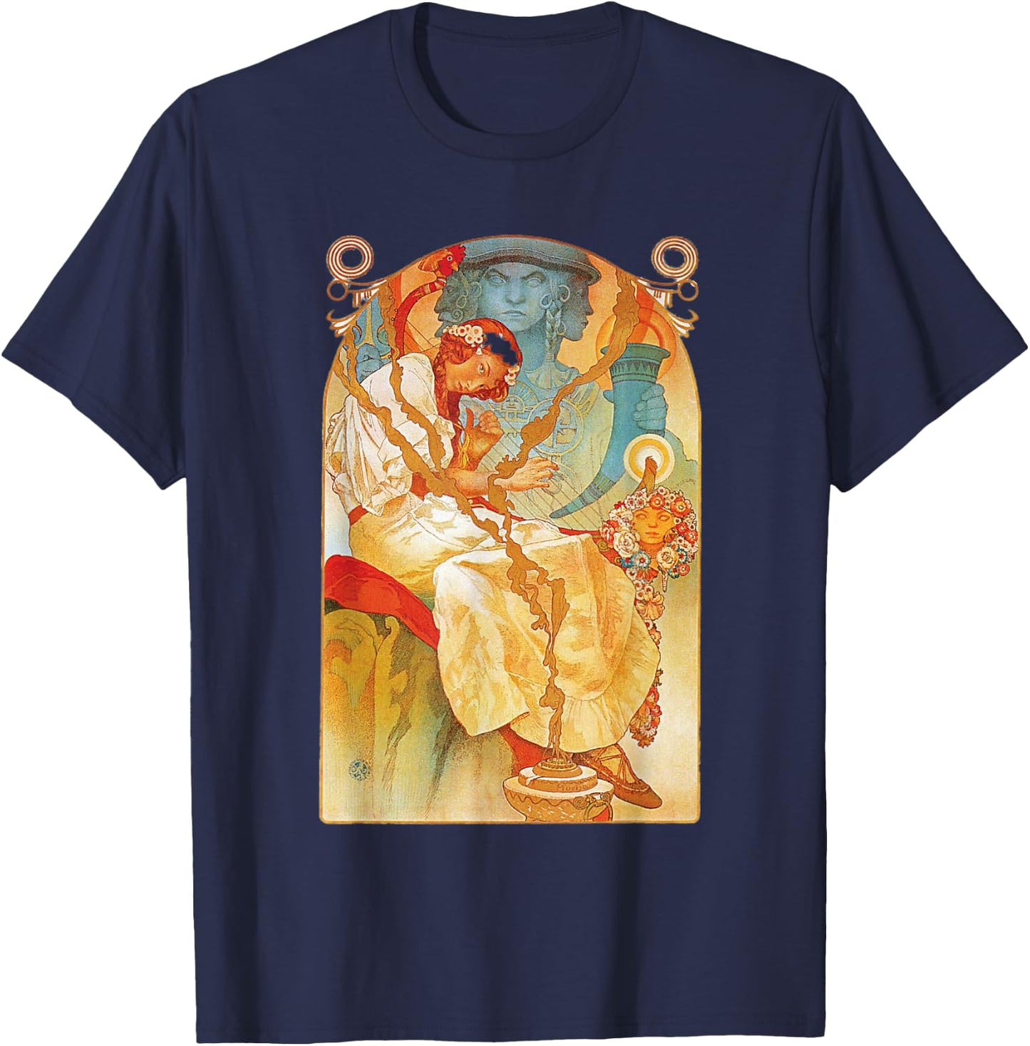 Art Nouveau Slav Epic Mucha Beautiful Elegant T-Shirt - T-Shirt | Navy