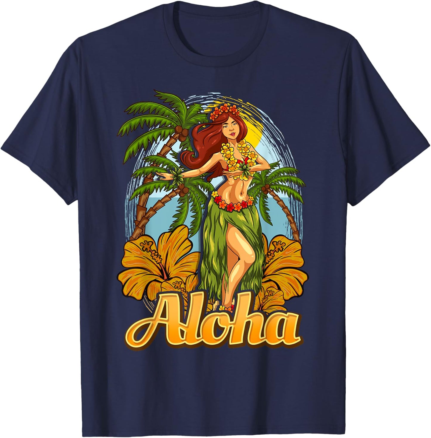 Aloha Hula Dance Hawaii Hawaiian Girl Dancer Vacation T-Shirt - T-Shirt | Navy