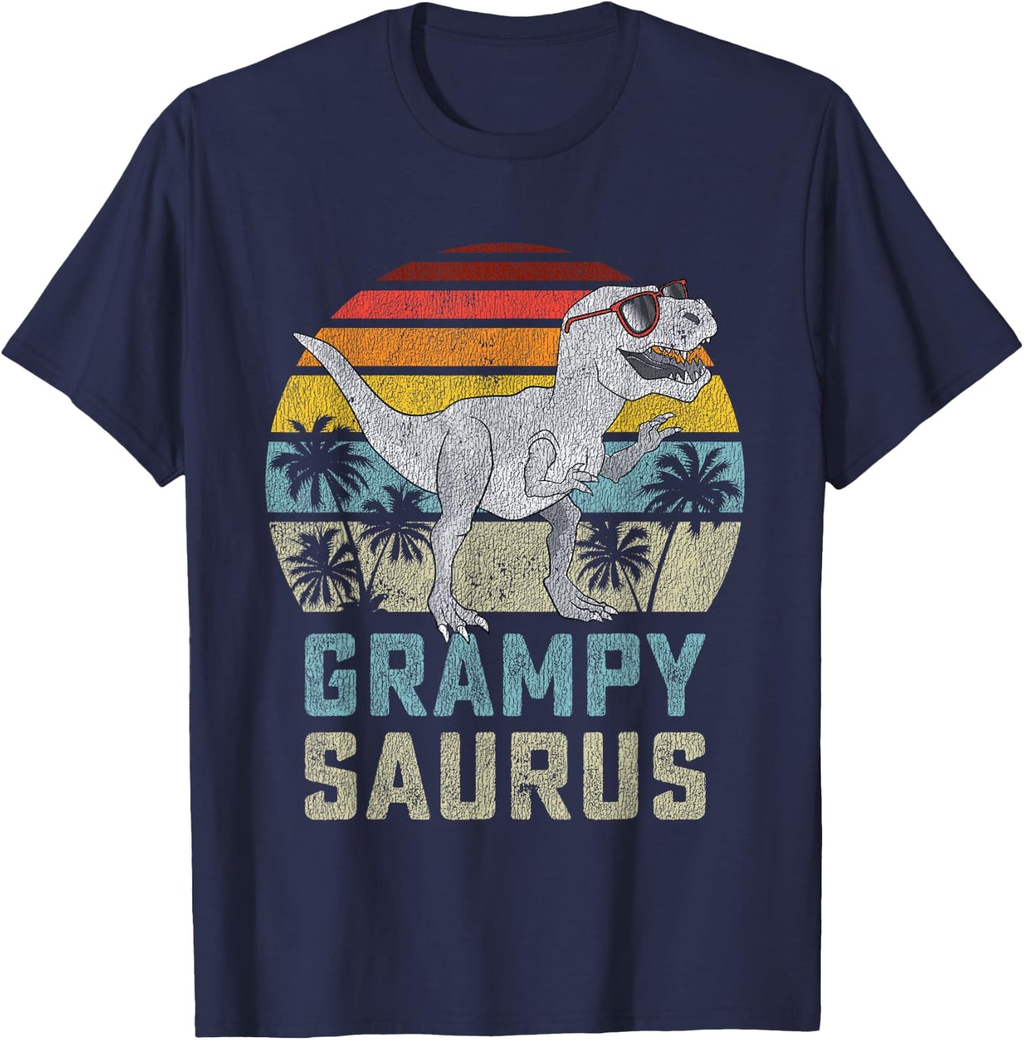 Grampysaurus T Rex Dinosaur Grampy Saurus Family Matching T-Shirt - T-Shirt | Navy