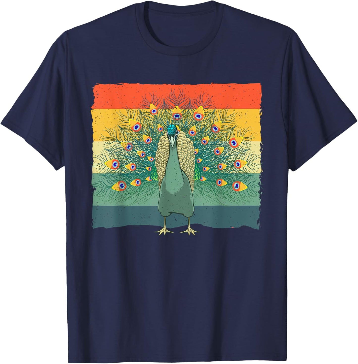 Cool Peacock Design Women Kids Vintage Peacock Lover T-Shirt - T-Shirt | Navy