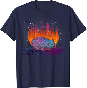 Backpacker Aussie Animal Outback Australia Vaporwave Wombat T-Shirt - T-Shirt | Navy