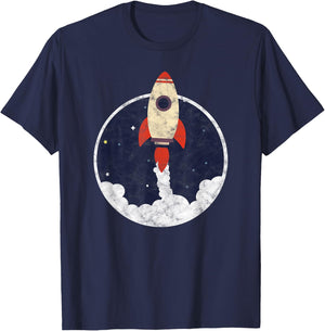 Space Shuttle Cute Little Rocket Spaceship Astronaut T-Shirt - T-Shirt | Navy