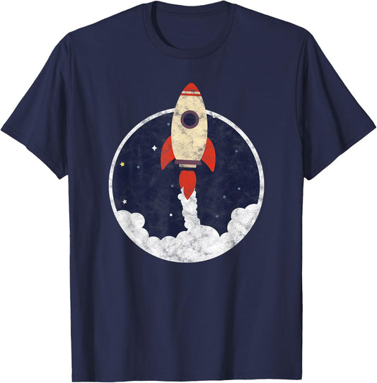 Space Shuttle Cute Little Rocket Spaceship Astronaut T-Shirt - T-Shirt | Navy