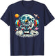 Funny Astronaut Working Out Gym Barbell Squats Outer Space T-Shirt - T-Shirt | Navy