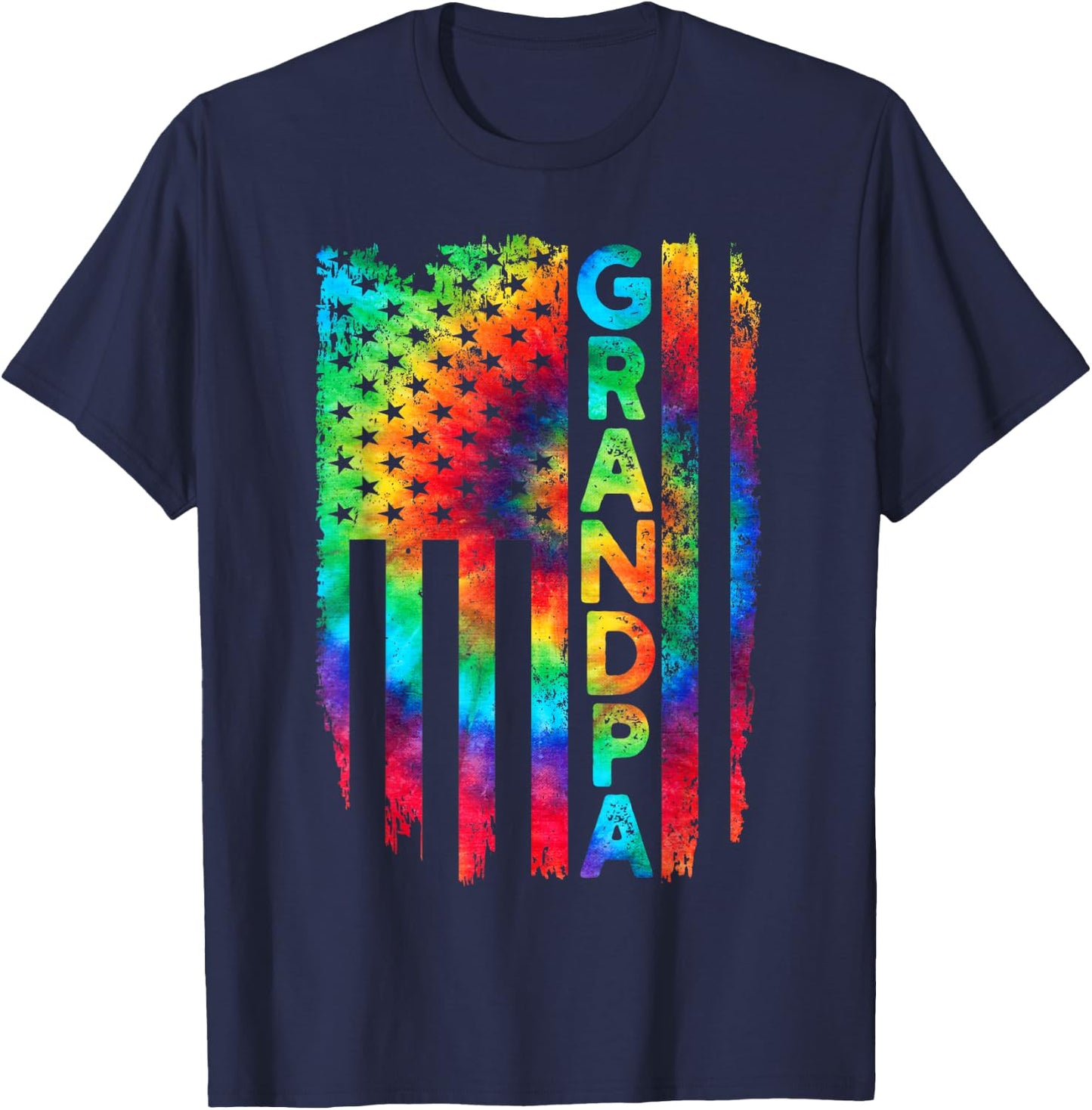 American Flag US Grandpa Tie Dye Father's Day 4th Of July Women Men T-Shirt - T-Shirt | Navy