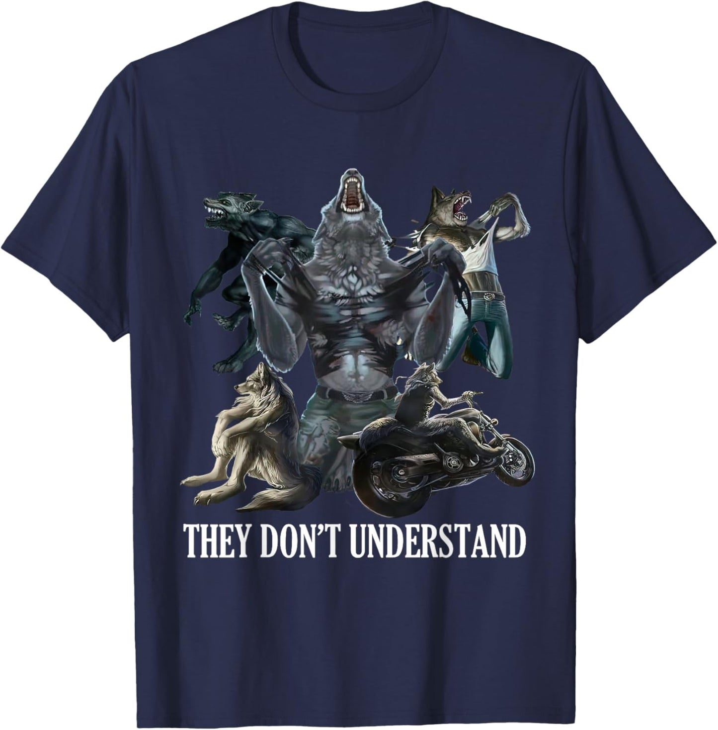 They Don’t Understand Alpha Wolf - Unhinged Sigma Wolf Meme T-Shirt - T-Shirt | Navy