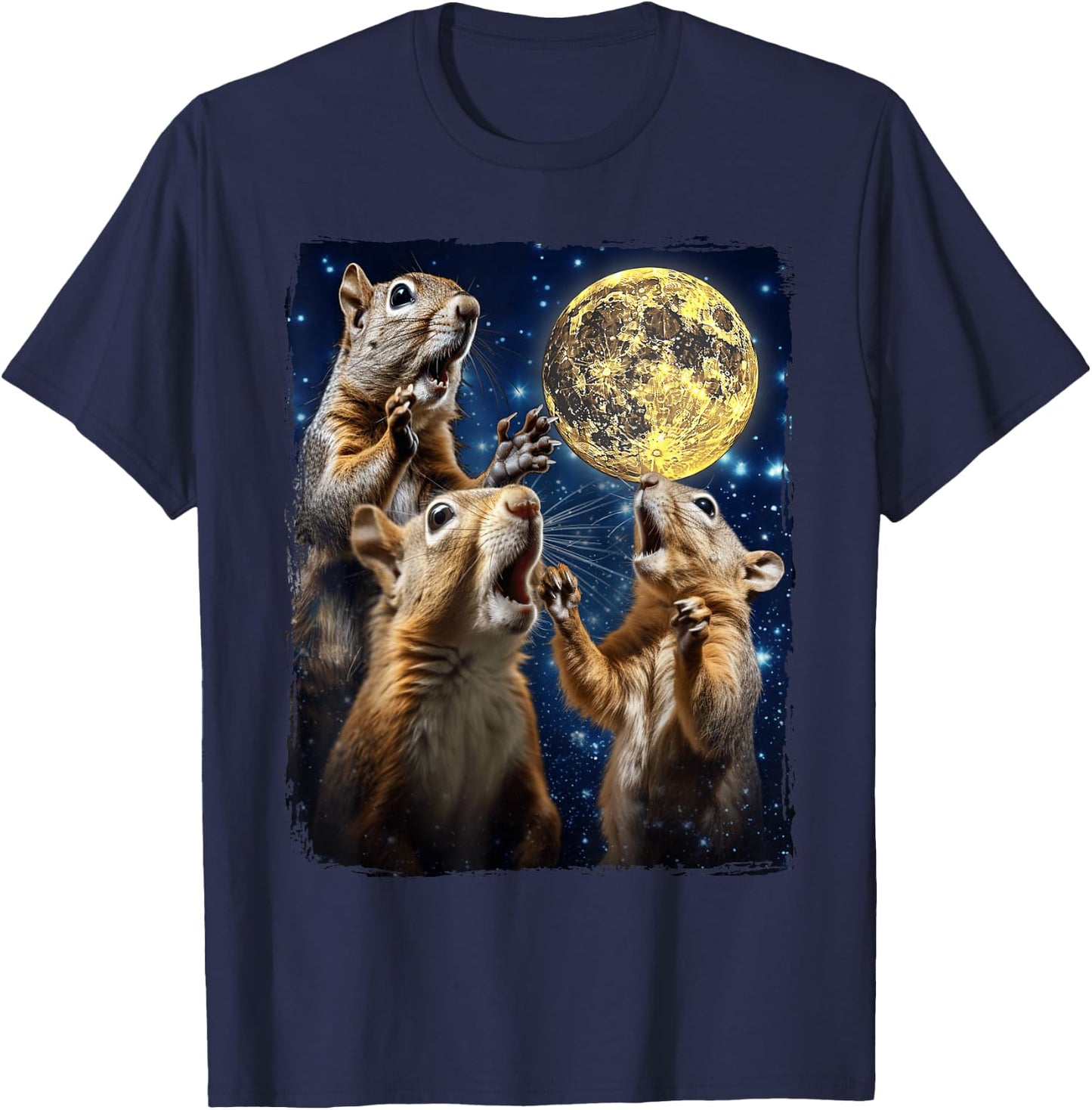 Squirrel Howling At Moon T-Shirt - T-Shirt | Navy