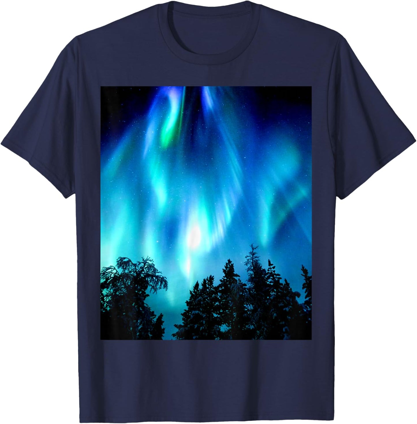 Northern Lights Aurora Borealis T-Shirt - T-Shirt | Navy