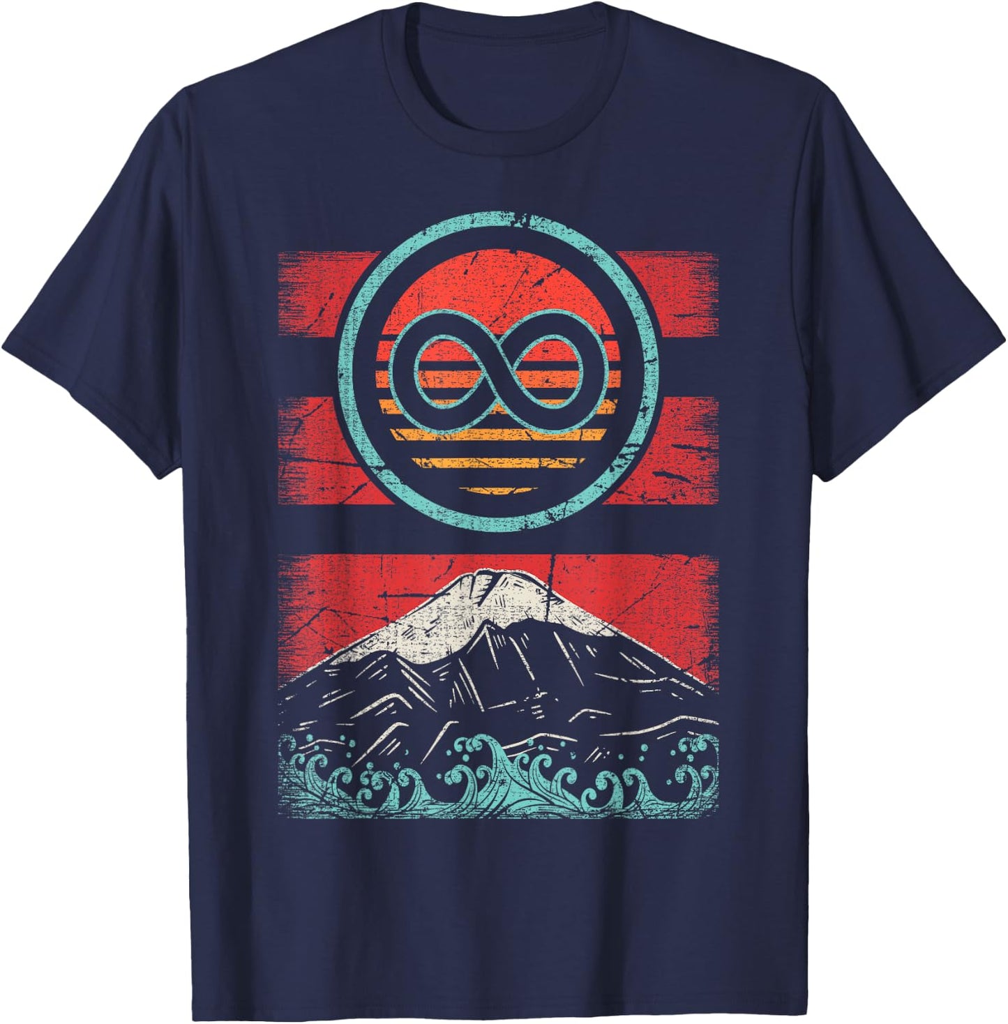Infinity Symbol Retro Vintage 80s Style Gift T-Shirt - T-Shirt | Navy