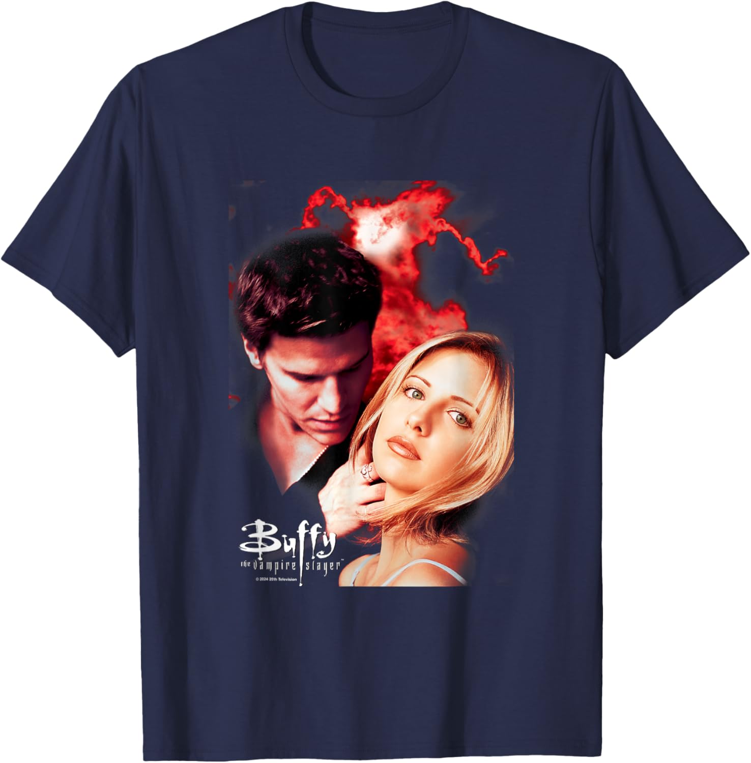 Buffy The Vampire Slayer Buffy & Angel Vintage Poster T-Shirt - T-Shirt | Navy