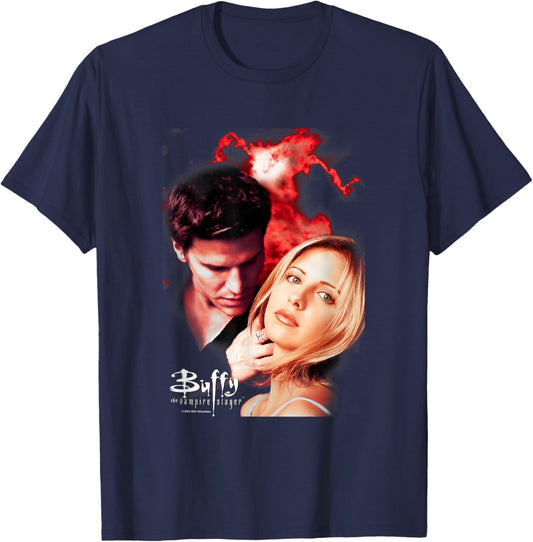 Buffy The Vampire Slayer Buffy & Angel Vintage Poster T-Shirt - T-Shirt | Navy