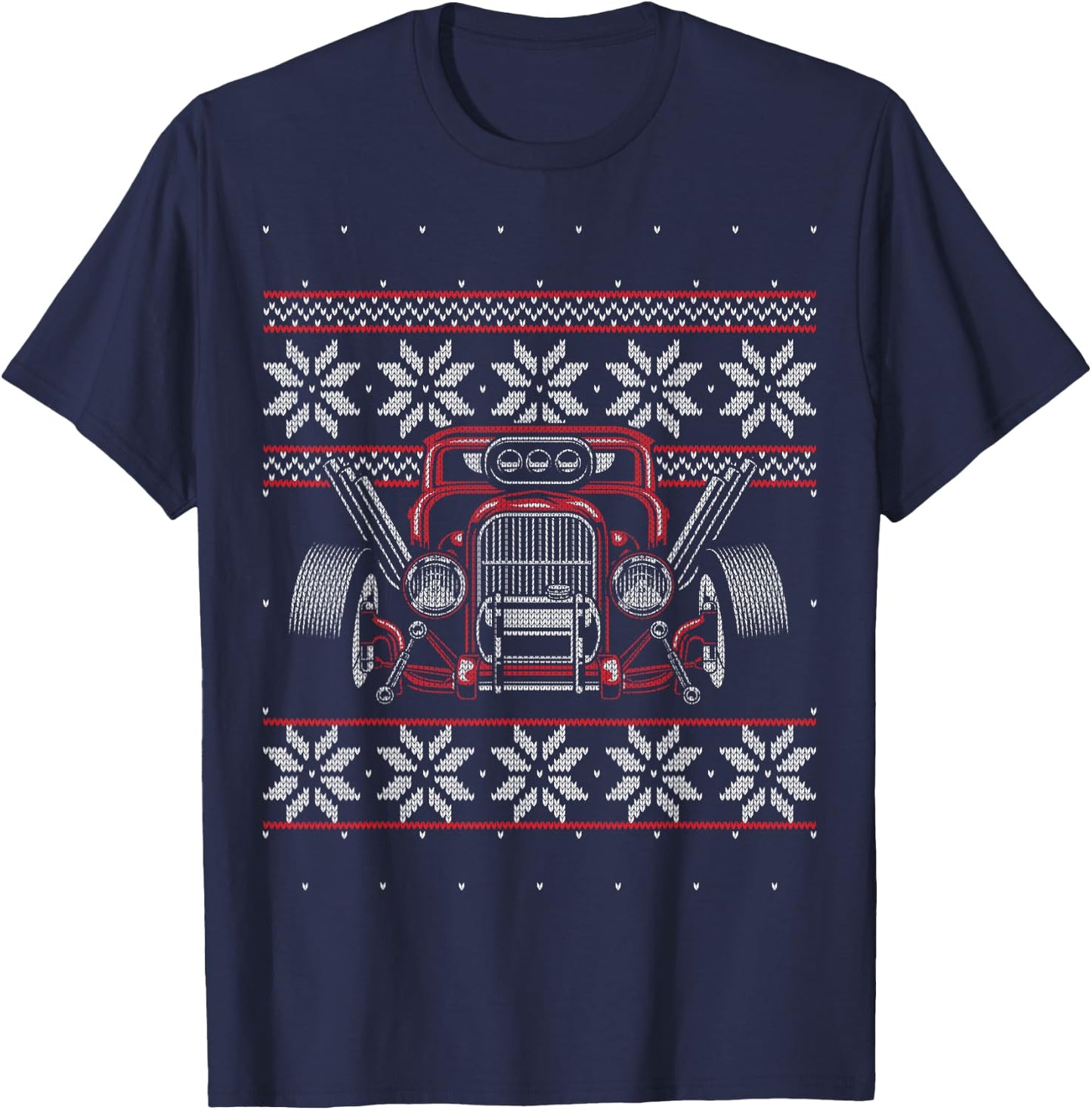 Classic Hot Rod Old Modified Rebuilt Car Guy Ugly Christmas T-Shirt - T-Shirt | Navy