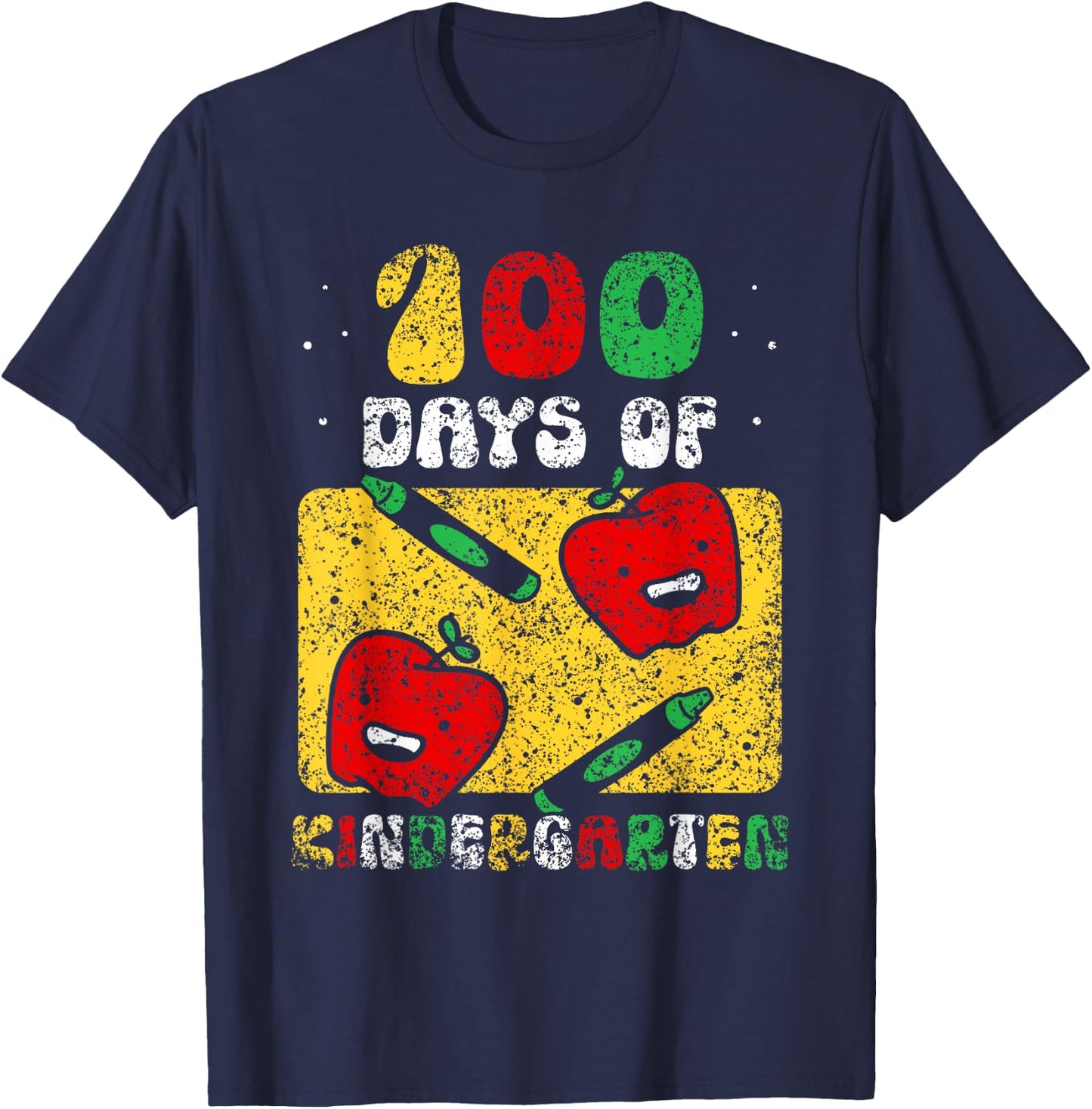 100 Days Of Kindergarten Child Kids Cute T-Shirt - T-Shirt | Navy