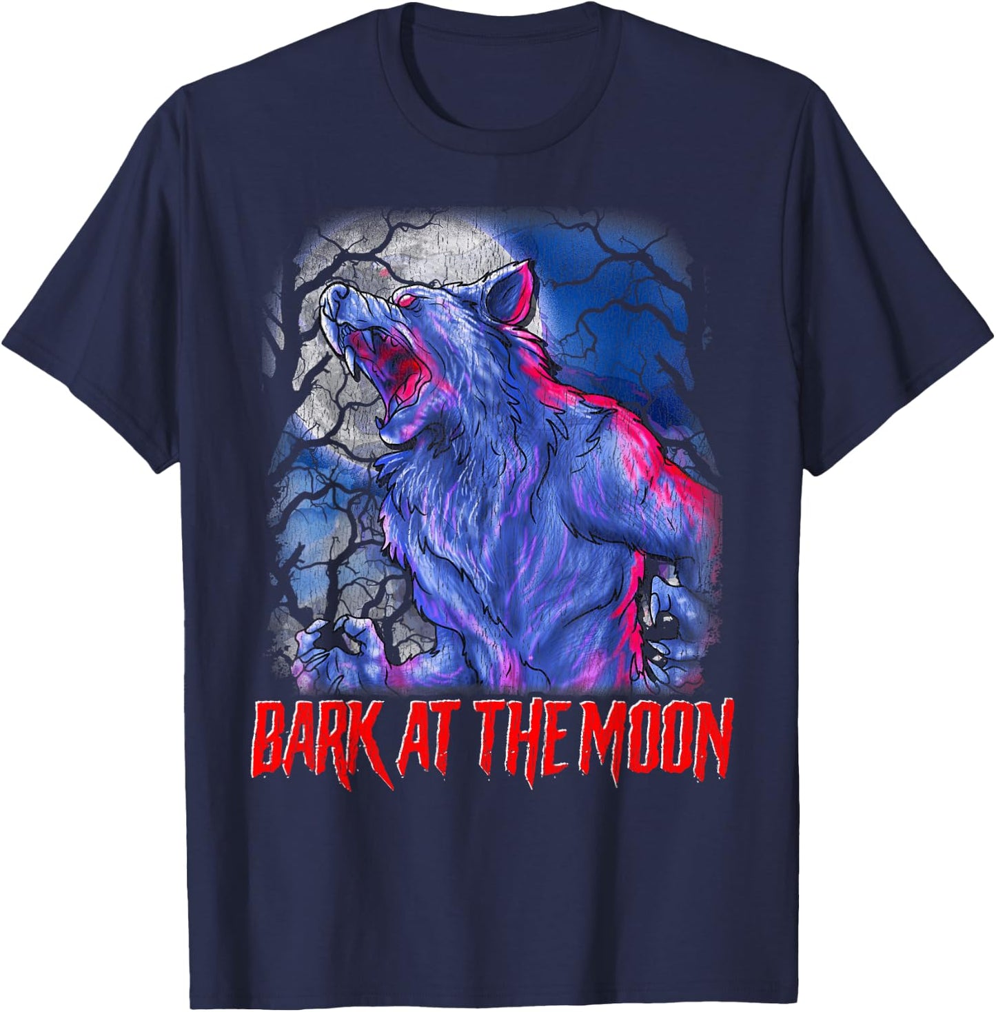 Bark at the Moon! Howling Werewolf T-Shirt - T-Shirt | Navy