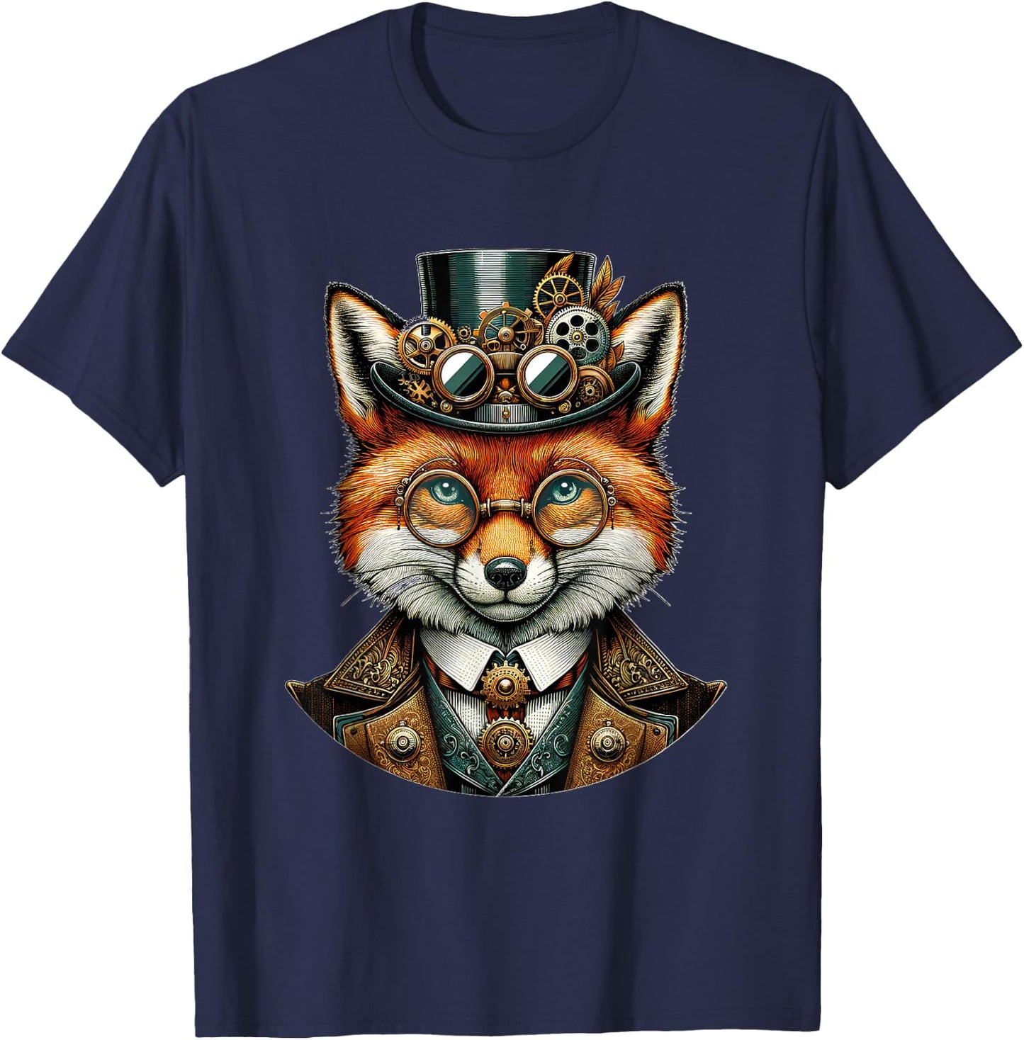 Steampunk Fox Women Men Kids Steampunk Fox T-Shirt - T-Shirt | Navy
