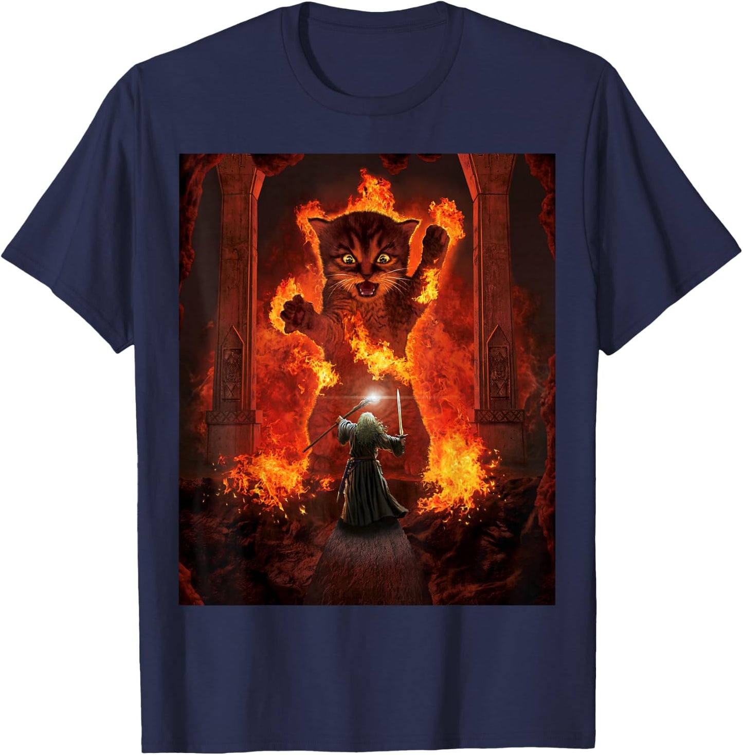 Balrog Cat Funny Kitten Kitty Cat Lover Men Women T-Shirt - T-Shirt | Navy