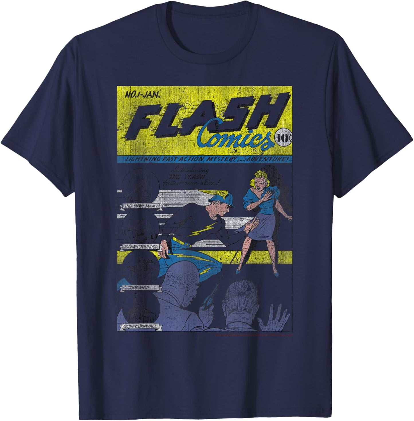 DC Comics The Flash Retro Comic Cover T-Shirt - T-Shirt | Navy