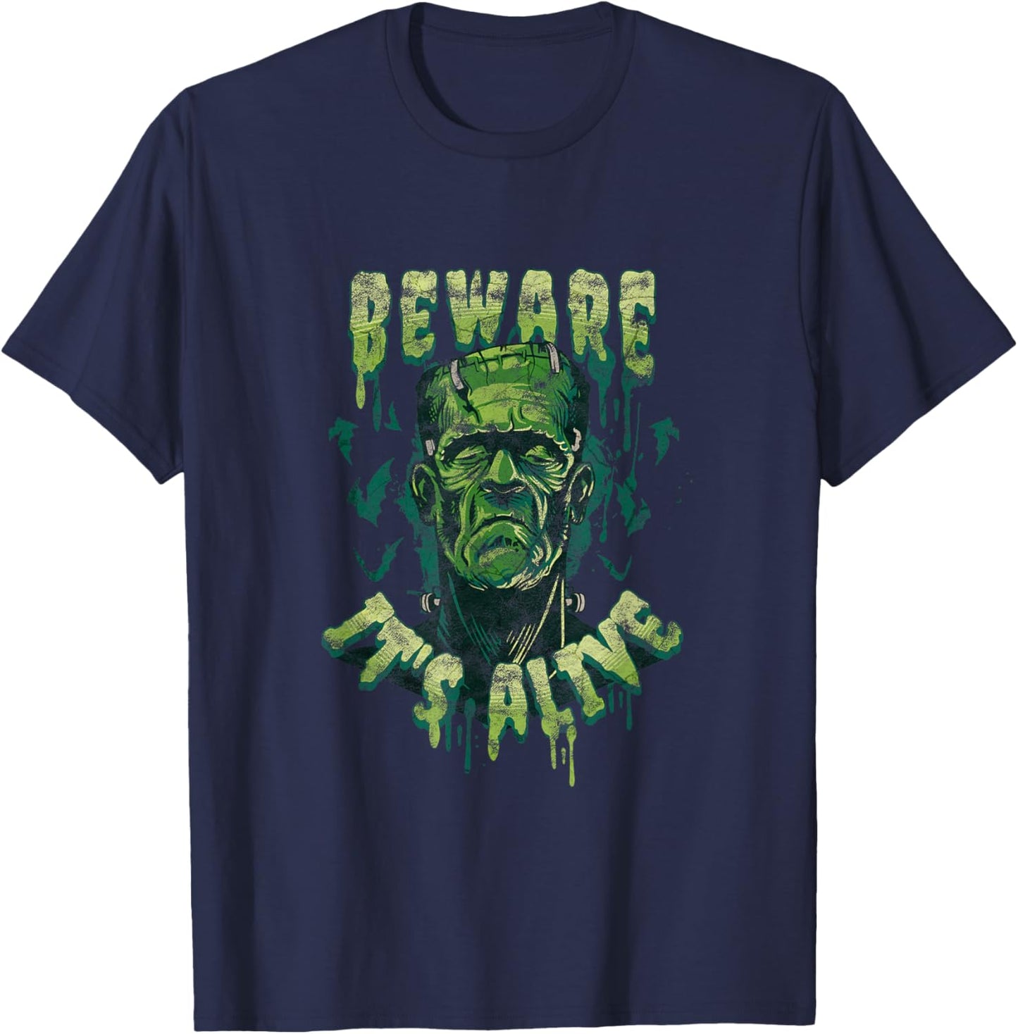 Beware It's Alive Frankenstein's Monster Halloween T-Shirt - T-Shirt | Navy
